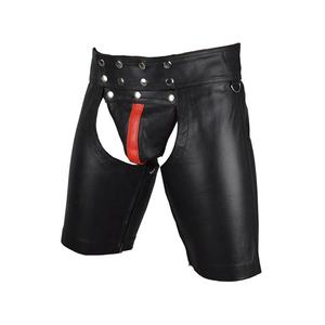 Shorts en cuir noir pour homme avec empiècements rouges et clous, style motard, séchage rapide, respirant, grandes tailles, adultes, toutes saisons - Product Image 4