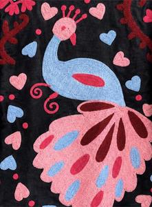 Chaqueta Vintage Negra de Algodón Bordada con Diseño Floral y de Pavo Real, Manga Larga, Cuello Alto, Hecha a Mano, Ropa de Invierno para Mujer - Product Image 5