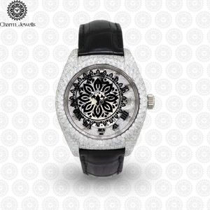 Charm_Jewells Fashion Stainless Steel Analog Quartz <b>Watch</b> With <b>Black</b> Leather Strap 38mm Irregular Case Luminous Hands - Product Image 5
