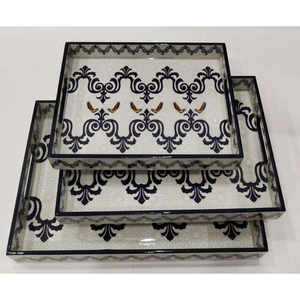 ชุดถาดไม้ MDF เคลือบสีฝุ่น ดีไซน์สั่งทำ งานฝีมือ สำหรับเสิร์ฟอาหาร เป็นมิตรกับสิ่งแวดล้อม น้ำหนักเบา ไม้ตกแต่งสลักลาย - Product Image 5