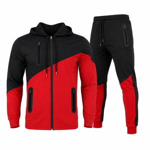 Custom Color Block Full <b>Zip</b> <b>Hooded</b> Tracksuit Men's Slim Fit Jogger Set Premium Sportswear With Side Pockets - Product Image 2