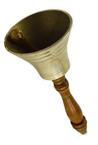 Campana de Mano de Latón Resistente con Mango de Madera, Campana Metálica Decorativa Hecha a Mano - Product Image 4