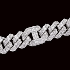 สร้อยคอคิวบันลิงค์แบบฮิปฮอปประดับเพชรโมอิสซาไนต์ เงินแท้ 925 ชุบทอง 18K สำหรับผู้ชาย ประดับเพชรโมอิสซาไนต์ VVS เต็มเส้น - Product Image 6