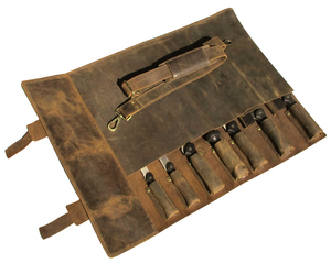 Estuche de Cuero Genuino Resistente a Olores para Cuchillos, Bolsa de Almacenamiento para Cuchillos de Chef, Organizador Profesional de Herramientas Culinarias - Product Image 1
