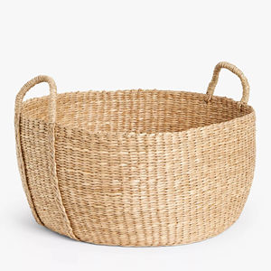 Cesta de almacenamiento baja de junco marino, estilo holgado, natural, hecha a mano, ecológica, al por mayor, fabricada en Vietnam - Product Image 1
