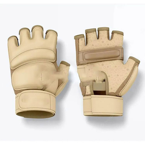 ถุงมือฝึกซ้อมหนังครึ่งนิ้ว Rahsal Industries พร้อมสายรัดข้อมือ สำหรับ MMA/คิกบ็อกซิ่ง/มวย  แบบ unisex สีเบจ สำหรับเด็กอายุ 14 ปีขึ้นไป - Product Image 2