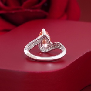 2.10 CT Vivid Red Pear Cut Lab Grown Diamond Engagement Ring 14K White Gold Pave Band for Anniversary Party Gift - Product Image 4