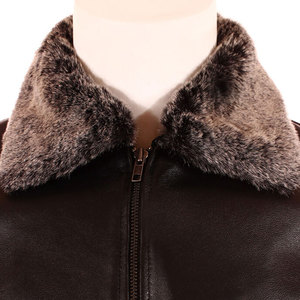 Nouvelle veste bomber pilote en cuir véritable écologique à col montant pour l'hiver / Veste homme côtelée marron chocolat 2026 - Product Image 6
