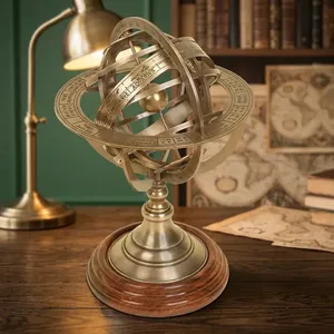 Esfera Armilar Decorativa de Latón Vintage, Escultura de Globo Celeste Antigua para el Hogar, Oficina, Estudio y Sala de Estar - Product Image 6