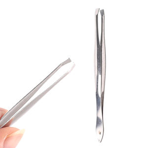 MAHFOOZ INSTRUMENTS 1 pièce Pince à épiler argentée pour sourcils et extensions de cils en acier inoxydable, outils de maquillage pour l'épilation - Product Image 1