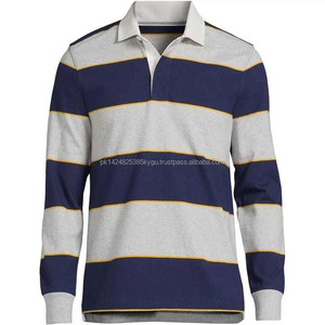 Polo à rayures vintage personnalisées, maillot de rugby en coton de haute qualité, pulls brodés, hauts pour couples - Product Image 6