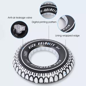 Bouée gonflable noire robuste de 90 cm pour enfants et adultes - Flotteur de piscine en PVC durable pour le plaisir estival à la plage et en station balnéaire - Product Image 6