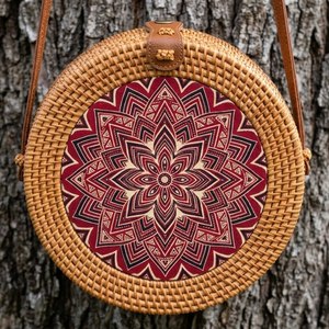Bolso Redondo de Ratán Tejido a Mano para Mujer, Bolso Bandolera Natural para Vacaciones en la Playa y Moda Casual, Bolso Ecológico - Product Image 4