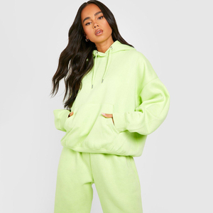 Ensemble de survêtement 2 pièces élégant pour femme, coupe oversize en molleton de coton, personnalisable, vente en gros - Product Image 5
