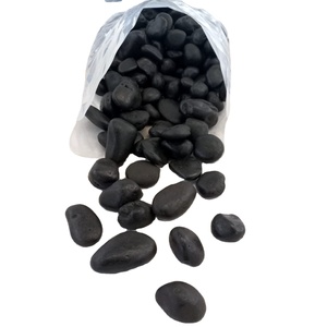 Brand New Super Black Matte Finish 3-5 cm Bulk Natural Stone Round Cobbles & Pebbles Exported Landscaping <b>Stones</b> - Product Image 2