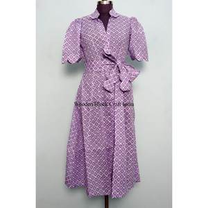 Vestido Mini Tipo Canguro 100% Algodón para Mujer, Estampado Floral Hecho a Mano, Estilo Dulce, Casual, para Uso Diario o Fiestas, Corte en A - Product Image 1