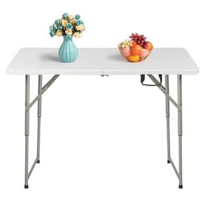 Table de patio en plastique blanc de 4 pieds avec plateau relevable pliable - Product Image 3