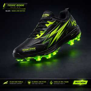 รองเท้าคริกเก็ตแบบมีปุ่มยางเย็บสองชั้น HIT ZONE พร้อมโลโก้สั่งทำพิเศษ ออกแบบเองได้สำหรับสโมสร สถาบันฝึกสอน ทีมกีฬา คุณภาพพรีเมียมสำหรับการฝึกซ้อม - Product Image 1