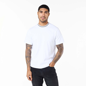 T-shirt homme en coton à manches courtes et col rond, couleur unie, coupe ample décontractée, design vierge, vente chaude - Product Image 1