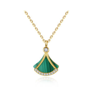 Collier Classique en Or Plaqué 14K pour Femme AMBER JEWELS, Forme d'Éventail Fantaisie, Diamant Cultivé en Laboratoire Certifié IGI, Luxe pour un Usage Quotidien - Product Image 1