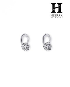 Pendientes de Lujo con Moissanita Chapados en Oro de 18K |   Pendientes de Aro en Forma de U con Diamante Solitario Flotante, Joyería Fina Geométrica - Product Image 2