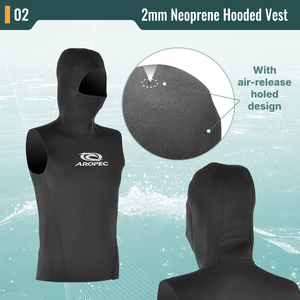 Chaleco con Capucha de Neopreno Aropec de 2mm con Orificios de Ventilación, Sellado de Piel Lisa, Costuras Planas, Parte Superior de Traje de Buceo Térmico OEM/ODM - Product Image 3