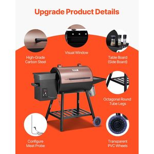 8 1 pollici quadrati cucina all'aperto griglia elettrica fumatore nero legno Pellet Controller digitale sonda di carne 500 °F Max BBQ - Product Image 5