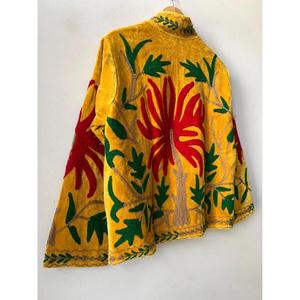 Boho Suzani Velvet Knitted Eco-Friendly Winter <b>Jacket</b> Embroidered Regular <b>Jacket</b> Festival Statement Coat Ethnic Wear Gift Cotton - Product Image 3