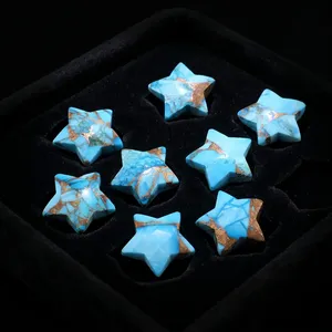 Turquesa Azul Cobre al por Mayor, Gema Suelta en Forma de Estrella, Briolette Tallada de 1-2mm, Tallado de Gema Minimalista Hecho a Mano - Product Image 2
