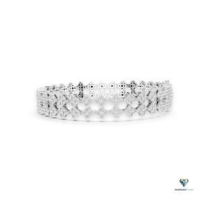 5.12 CT White <b>Gold</b> Round Lab Grown Diamond Bracelet in 14K <b>Solid</b> <b>Gold</b>, Geometric Cluster Link Statement Bracelet - Product Image 2