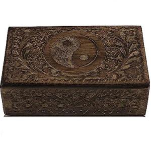 Heart Shaped Wooden Hand Carved Vintage Storage <b>Boxes</b> For Jewelry <b>Keepsake</b> Vanity With Hinged Lid For Homedecor Wedding Gifting - Product Image 2