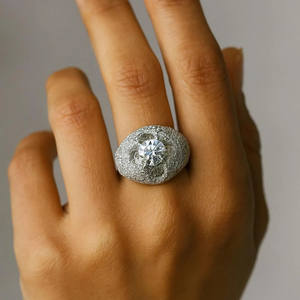 Anillos Estilo Iced Out con Corte Redondo, Anillo de Compromiso y Boda con Diamante Moissanite para Mujer, Plata de Ley 925, Joyería Hip Hop Unisex - Product Image 4