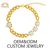Bracelet à maillons en acier inoxydable 316L étanche, orné de zircons de formes variées et sertis de griffes, bijou de mode unique, vente chaude