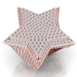S925 Silver <b>Iced</b> Out Rose Gold Plated Star Shape Cocktail <b>Ring</b> Pave Set Diamond Luxury Unisex Jewelry Hip hop Style Diamond <b>Ring</b> - Product Image 1