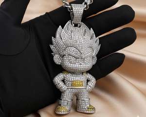 Pendentif Super Saiyan Spirit Ice Outed, personnage de dessin animé personnalisé, en argent 925, style Hip Hop, pour homme, avec diamants Dvars et Moissanite - Product Image 4