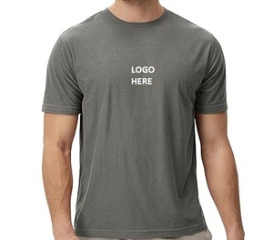 T-shirt décontracté pour homme à col rond et manches courtes, en coton biologique 100% tricoté, poids du tissu 180g, séchage rapide, avec logo personnalisé Heather Green sur le devant - Product Image 3