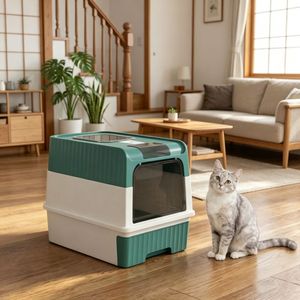 18.9 Inches Rectangle <b>Cat</b> Litter <b>Box</b> Eco-Friendly PP & ABS Material Easy Clean Durable with App Control Feature for Dogs - Product Image 1