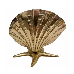 Aluminum Handmade Gold Nautical Seashell Starfish Base Vase Table Centerpiece Living Room Dining Display Home Wedding Festive - Product Image 1