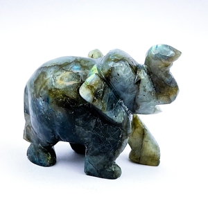 Chakralume Labradorite <b>Elephant</b> Hand Carved Natural Pyrite Figurine Flash Crystal Feng Shui <b>Decor</b> From Rajasthan Wholesale - Product Image 1