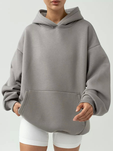 Sudaderas con capucha de hombros caídos para mujer, de material suave antibacteriano, de alta calidad, lisas, transpirables. - Product Image 6