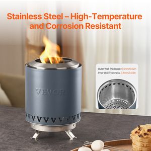 Brasero Portátil de Acero Inoxidable de 6 Pulgadas para Mesa, Chimenea Interior/Exterior con Quemador de Alcohol para S'mores - Product Image 5