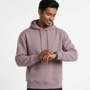 Sudadera con Capucha Extra Grande, Color Rosa Sólido, Felpa de Algodón, Estilo Casual, Manga Larga, para Otoño, Unisex - Product Image 1