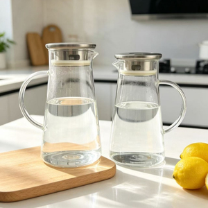 Lightweight Glass Water Jug Comfortable Grip Spill Resistant Lid Eco-Friendly BPA Free 1.8L <b>Large</b> Capacity for Indoor/Outdoor - Product Image 2