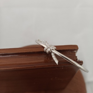 Bracelet en argent sterling 925 avec breloque nœud feuille et diamant, tendance, minimaliste, inspiré de la nature, cadeau pour femme, bijoux - Product Image 2