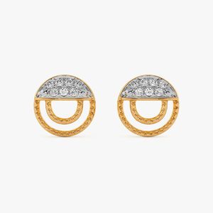 Pendientes de Oro Amarillo con Diamantes Cultivados en Laboratorio, Diseño Semicircular Calado - Product Image 3