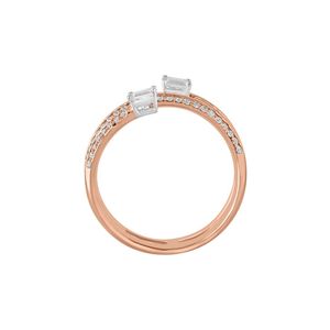 Anillo Abierto de Varias Filas con Diamantes Cultivados en Laboratorio con Corte Esmeralda en Oro Rosa - Product Image 1