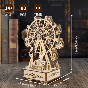 Puzzles en bois 3D faits à la main, modèle de grande roue, boîte à musique, kits de bricolage pour femmes, cadeaux d'anniversaire - Product Image 4