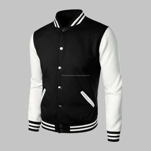 Chaqueta de béisbol de estilo universitario personalizada de alta calidad, algodón de invierno, cuello levantado, bordado de chenilla, procesamiento recubierto - Product Image 3