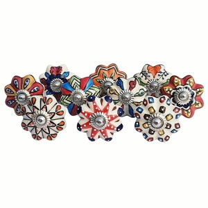 <b>Ceramic</b> Cabinet <b>Knobs</b> Novelty Flower Shape Industrial Design Durable Kitchen Bedroom Dining Drawer Handle Decorative Multi Color - Product Image 1