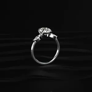 แหวนเพชรทรงรี 14K เพาะเลี้ยงในห้องปฏิบัติการ ดีไซน์ทันสมัย แหวนเพชรเม็ดเดี่ยว แหวนเพชรดีไซน์สร้างสรรค์ ความใส VVS-VS รับรองโดย IGI - Product Image 3